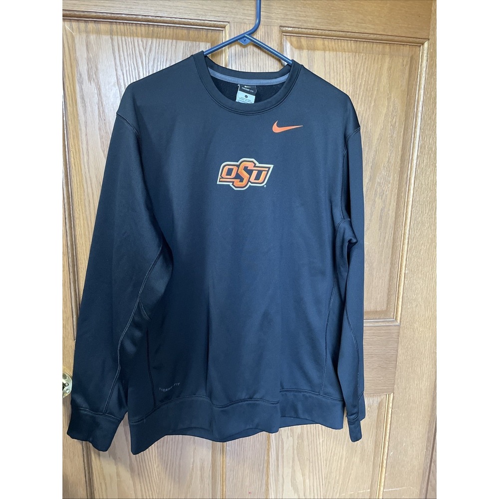 Nike Therma Fit   Swoosh Pullover Crewneck OSU Oklahoma State Cowboys Large